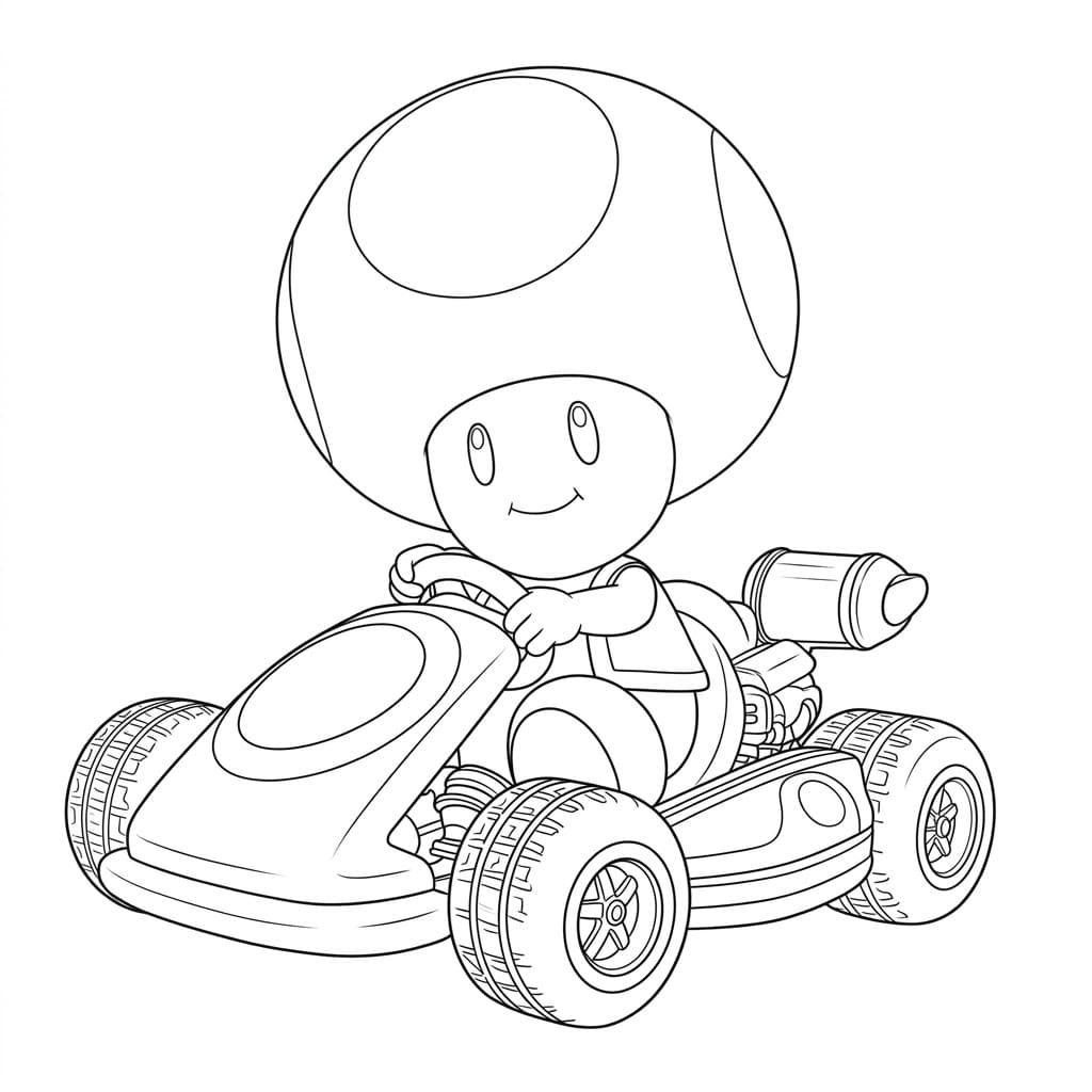 Mario Kart Toad dispettoso da colorare
