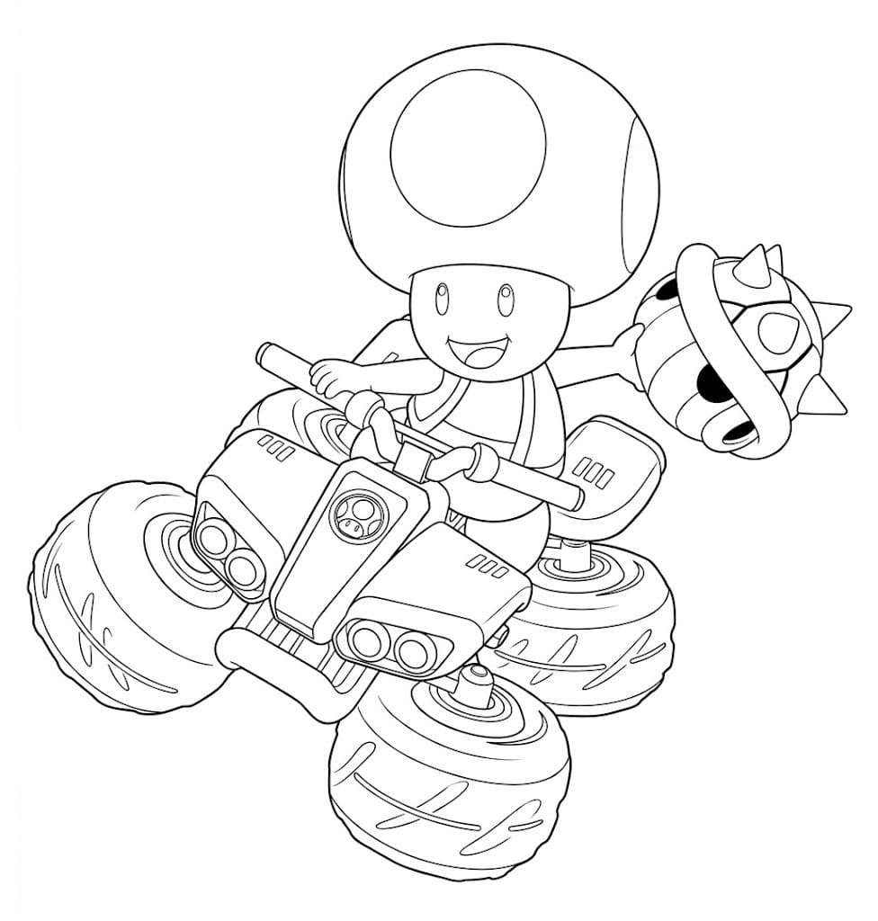 Mario Kart Toad e ATV da colorare