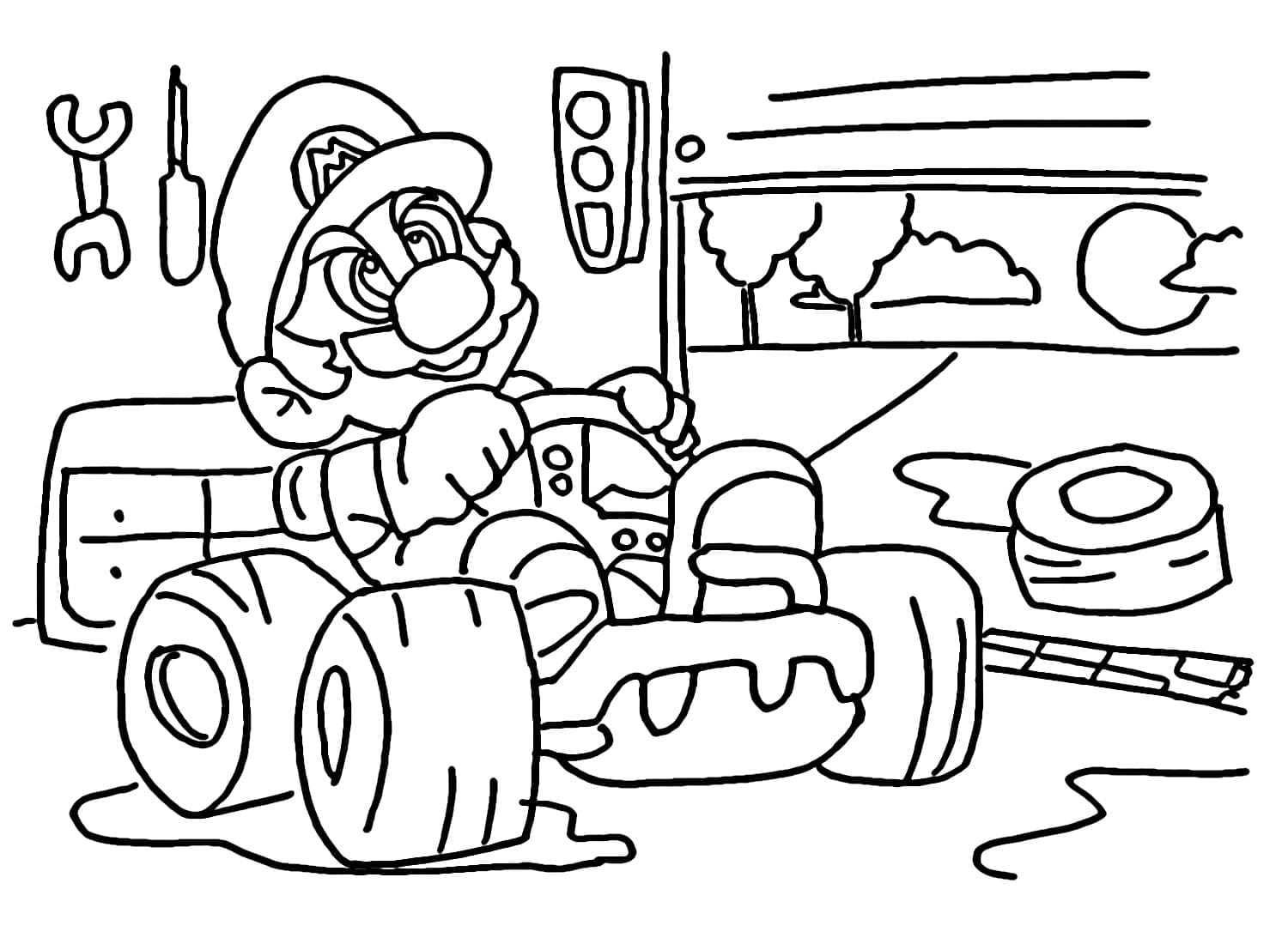 Mario Kart carino da stampare da colorare