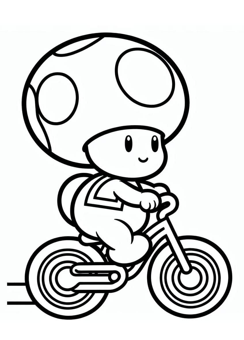 Mario Toad in bicicletta da colorare