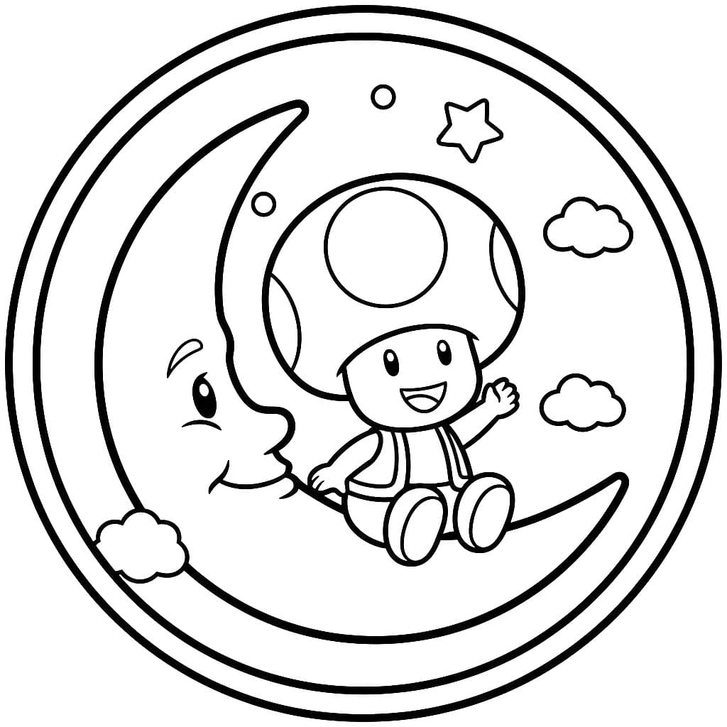Mario Toad sulla luna da colorare