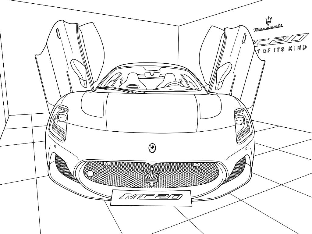 Maserati MC20 perfetta da colorare