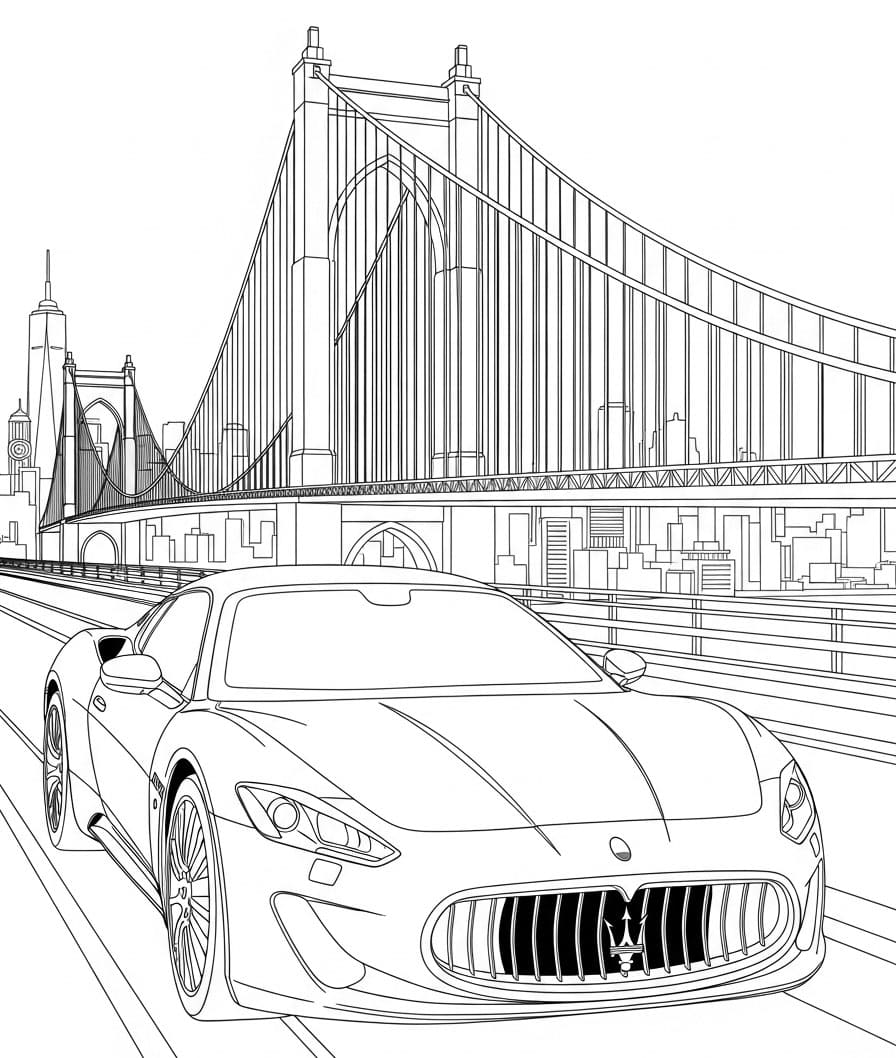 Maserati e ponte da colorare