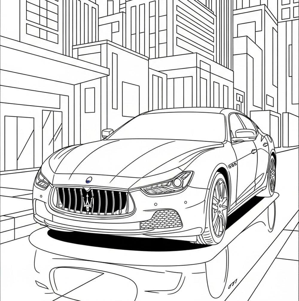 Maserati in città da colorare