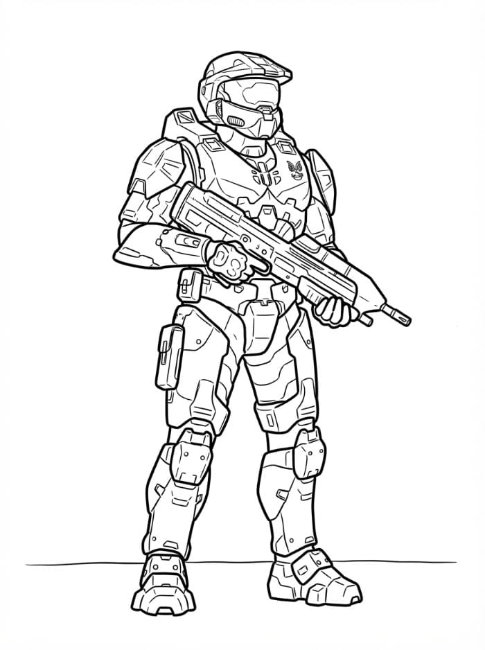 Master Chief Halo in posa da colorare