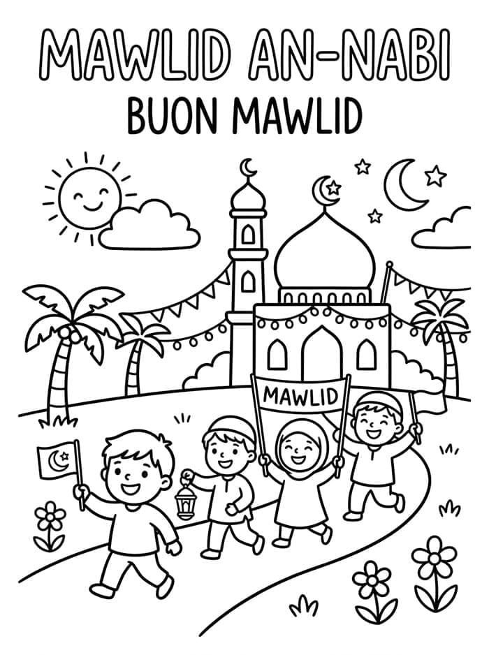 Mawlid gratuitamente per bambini da colorare