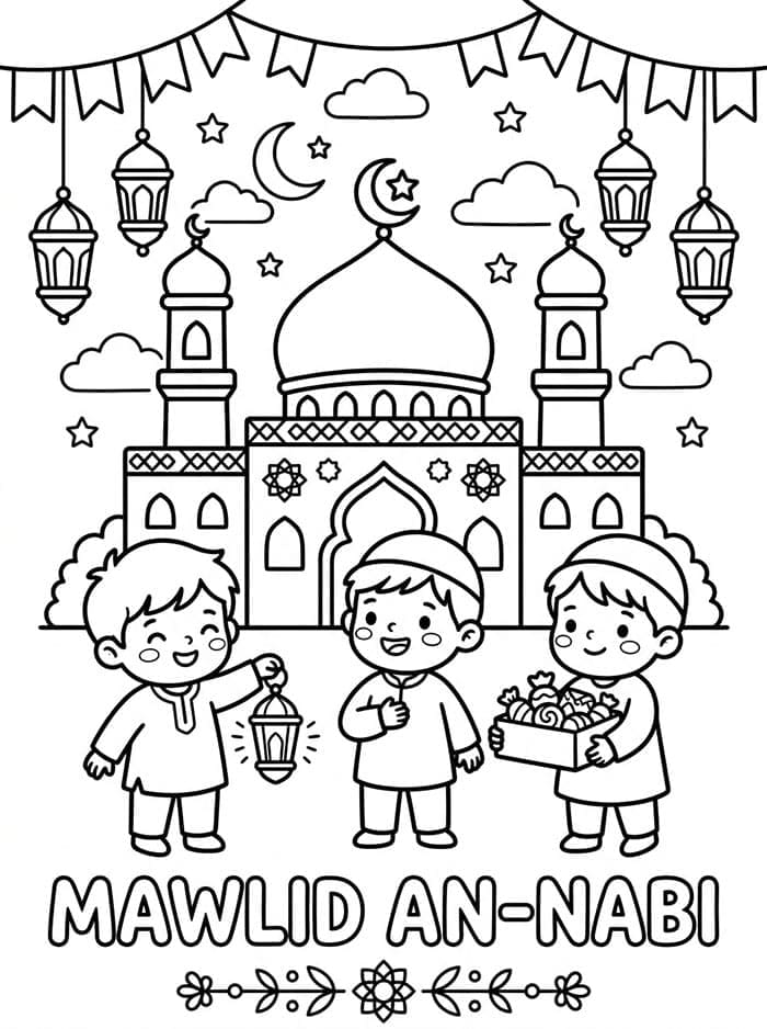 Mawlid stampabile per bambini da colorare