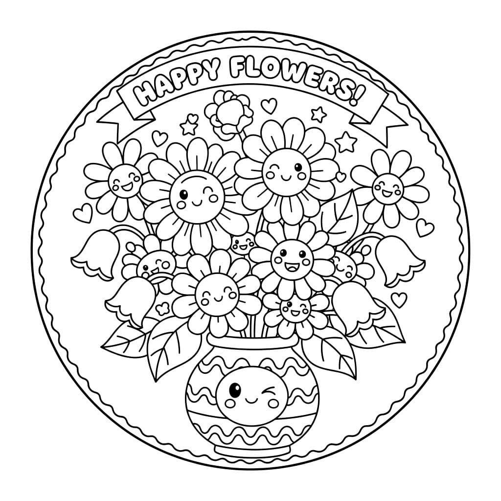 Mazzo di Fiori Allegro da colorare