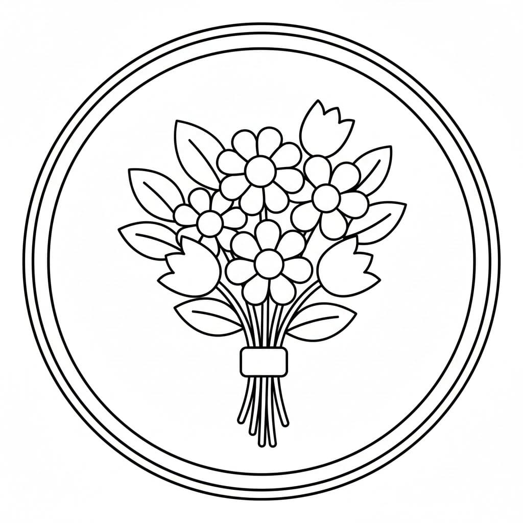 Mazzo di Fiori Base da colorare