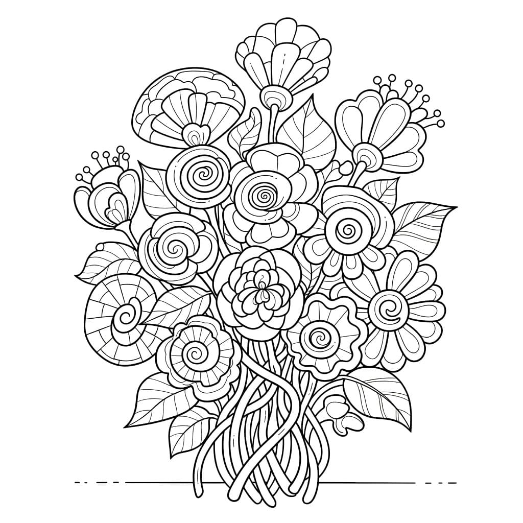 Mazzo di Fiori Creativo da colorare
