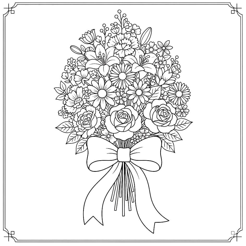 Mazzo di Fiori Decorativo da colorare