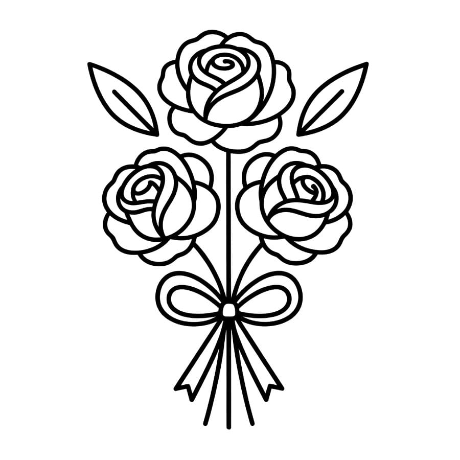 Mazzo di Fiori Essenziale da colorare