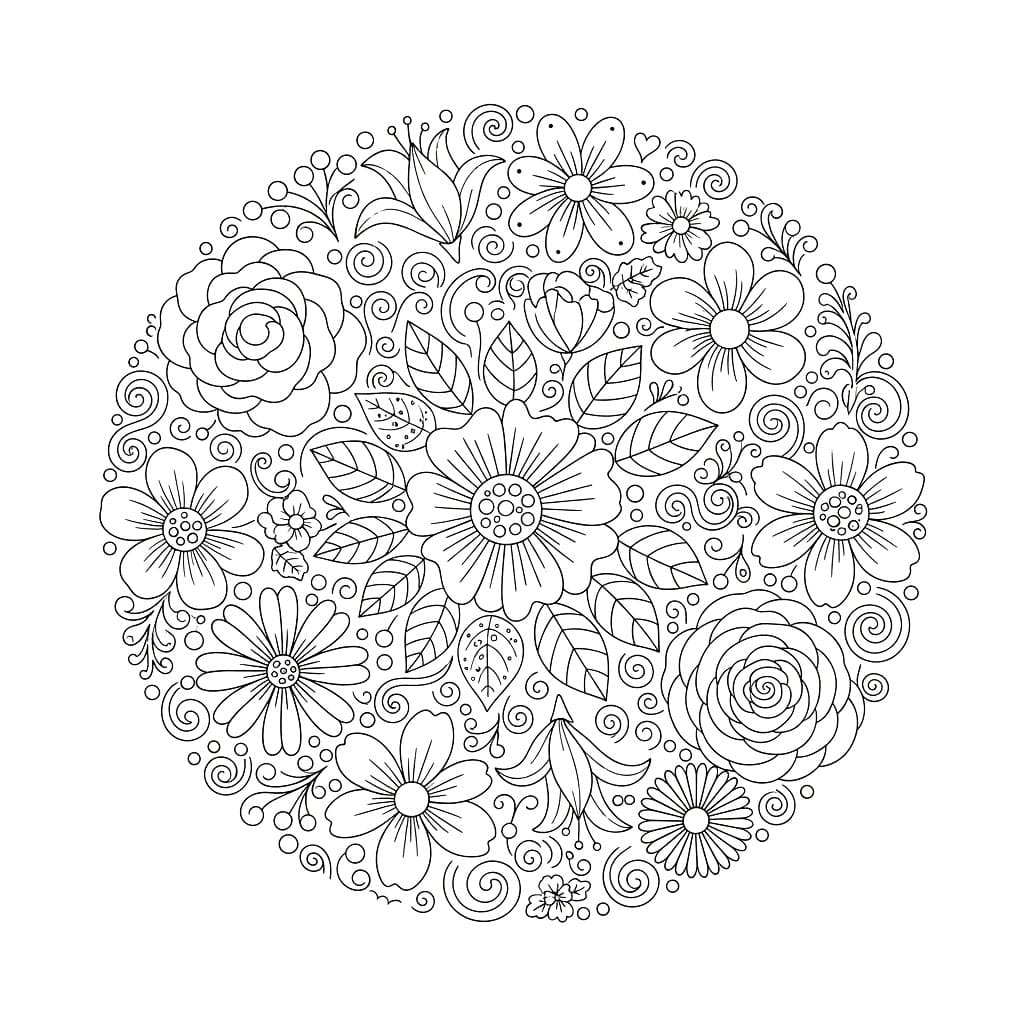 Mazzo di Fiori Floreale da colorare