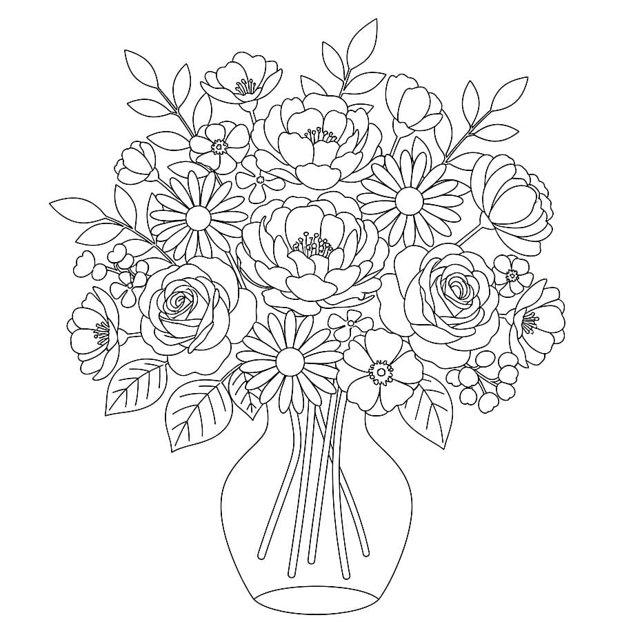 Mazzo di Fiori Fresco da colorare
