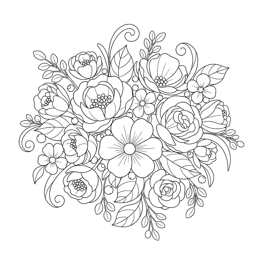 Mazzo di Fiori Morbido da colorare