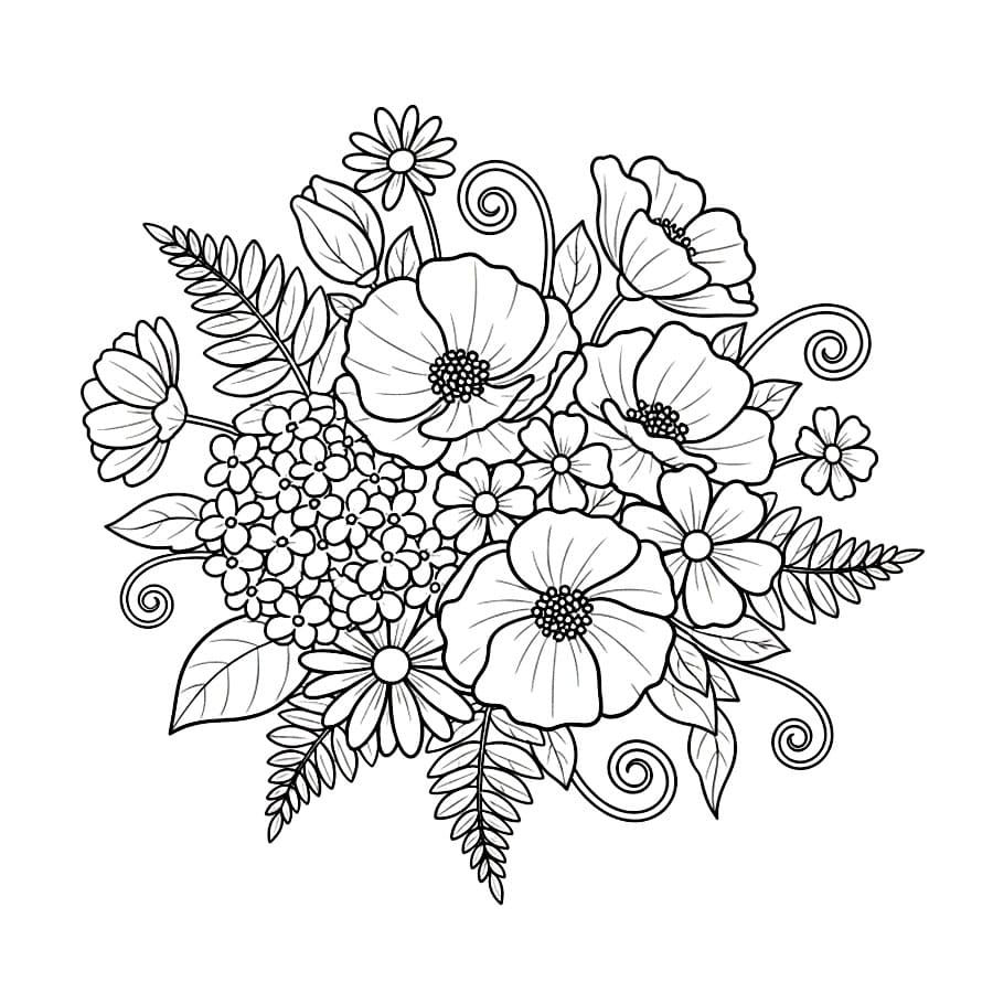 Mazzo di Fiori Naturale da colorare