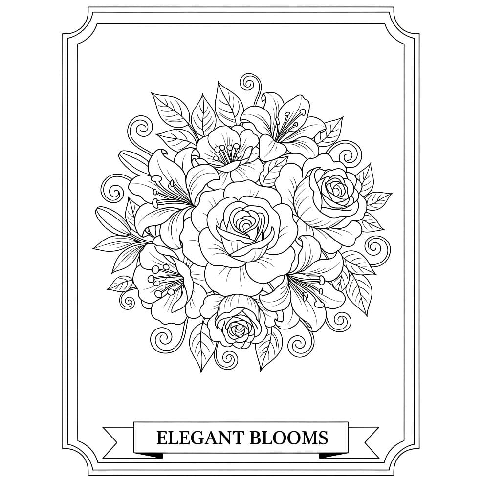 Mazzo di Fiori Raffinato da colorare