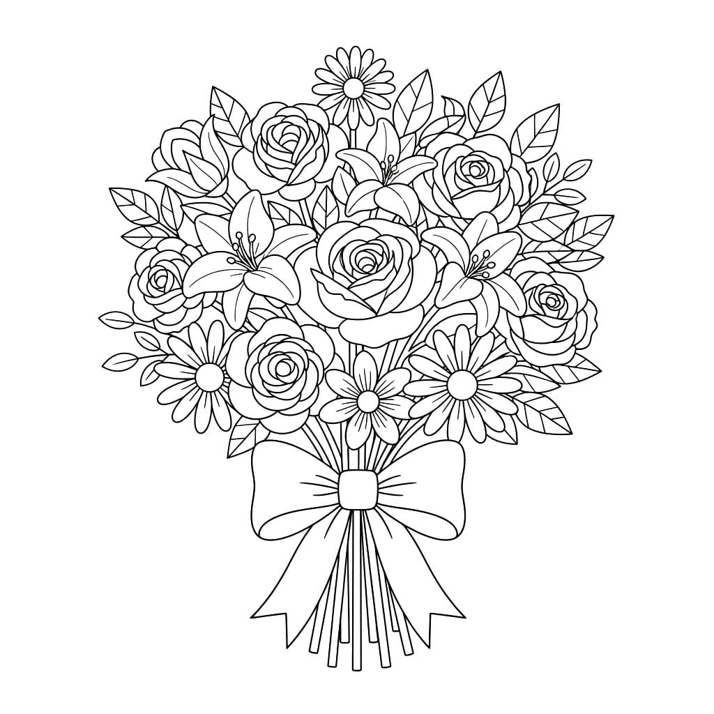 Mazzo di Fiori Regalo da colorare