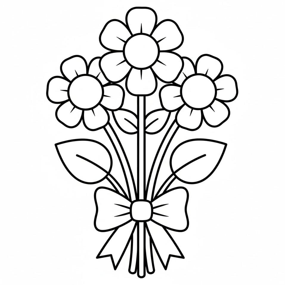 Mazzo di Fiori Semplicissimo da colorare