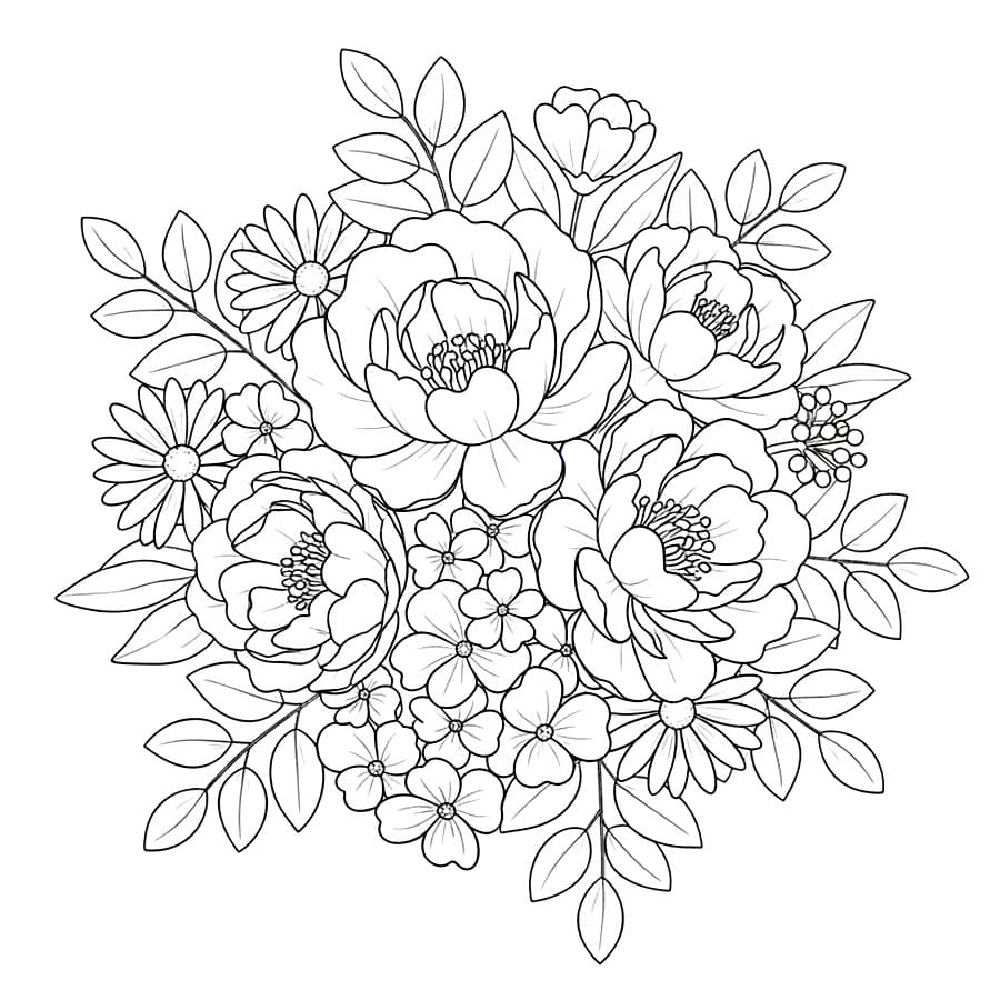 Mazzo di Fiori Soave da colorare