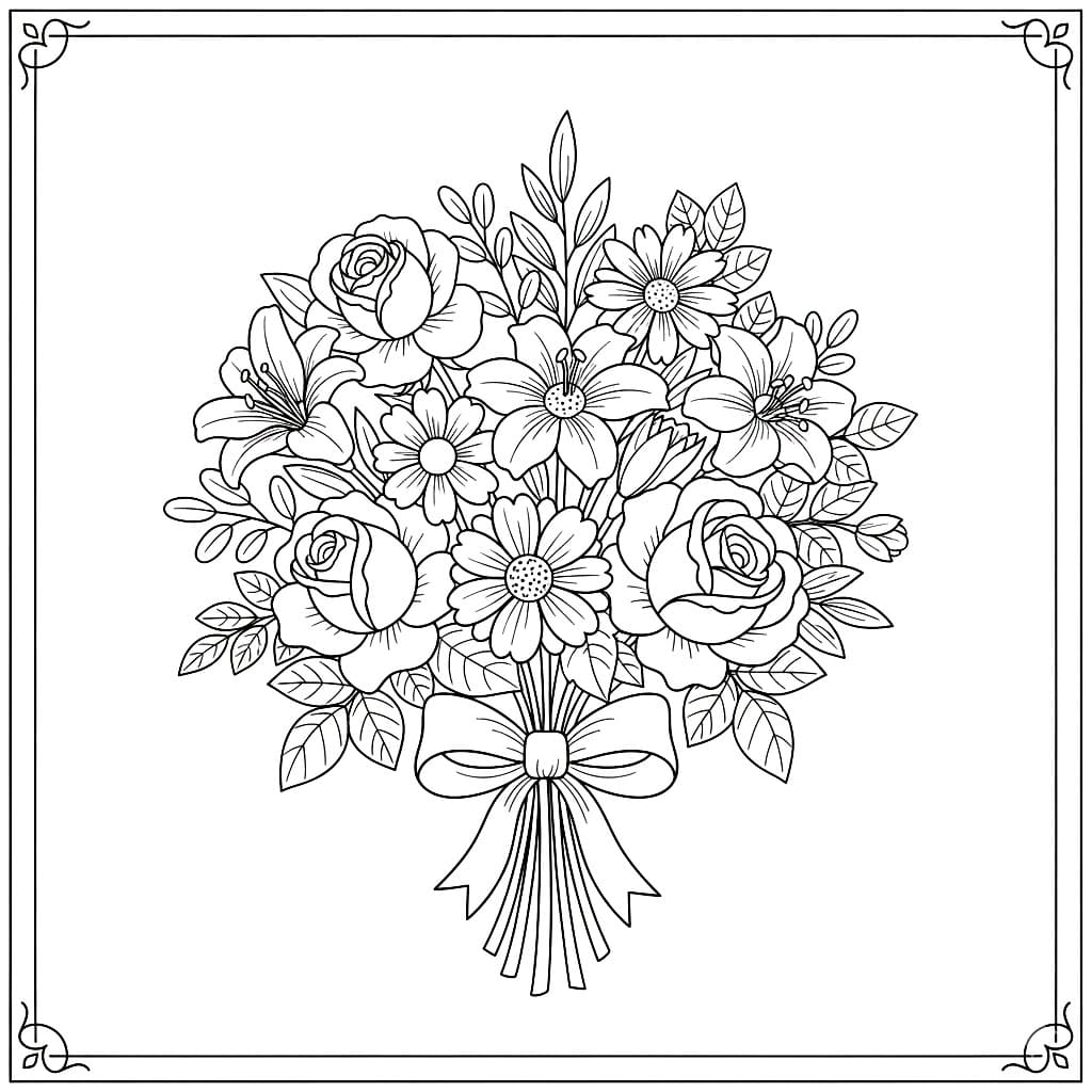 Mazzo di Fiori Tradizionale da colorare