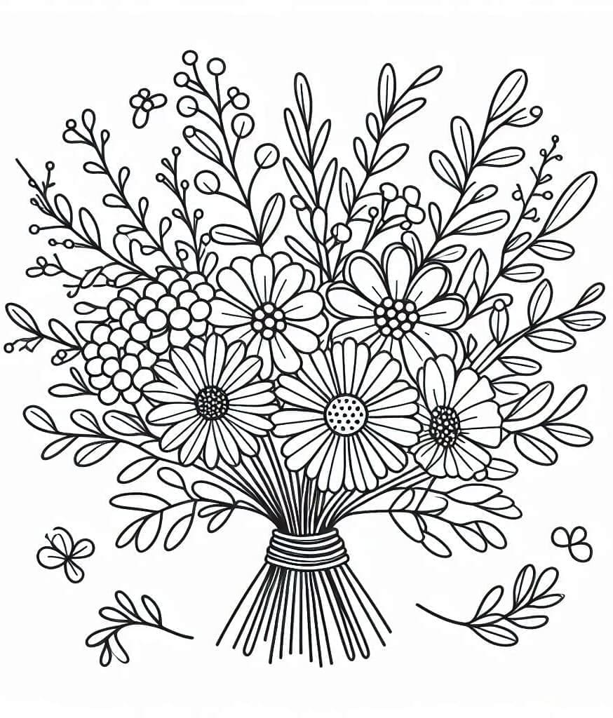 Mazzo di Fiori freschi da colorare