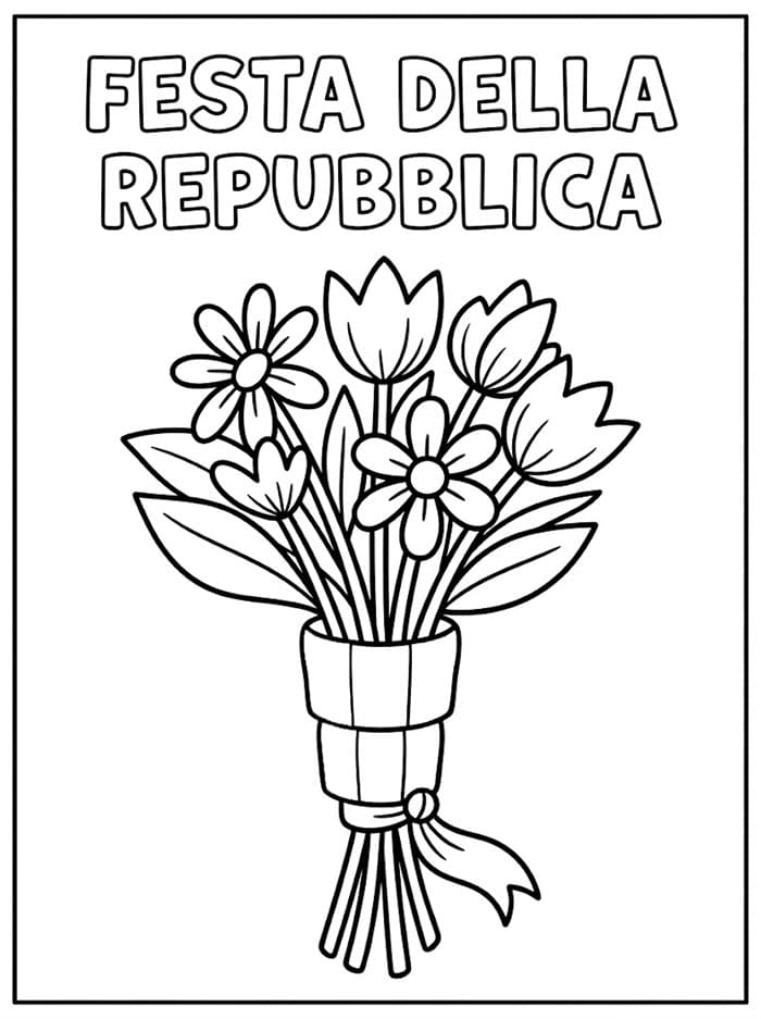 Mazzo di fiori Festa della Repubblica da colorare
