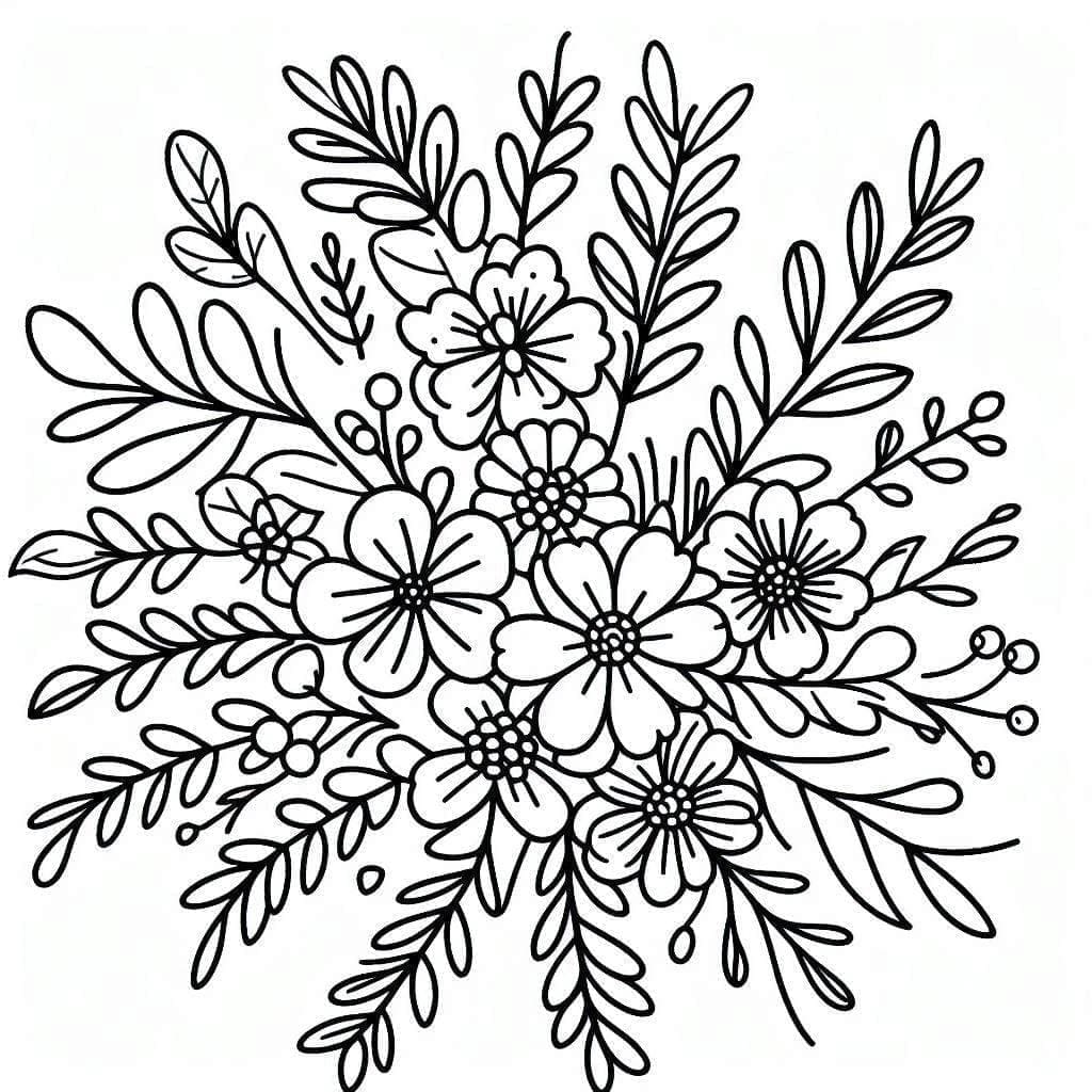 Mazzo di fiori da stampare da colorare