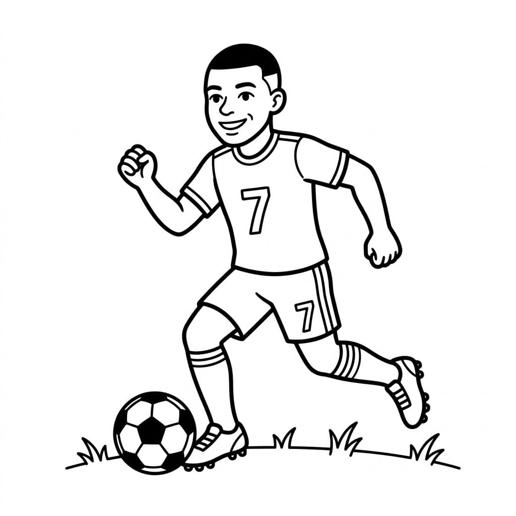Mbappé corre con la palla da colorare