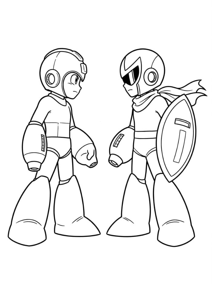 Mega Man di fronte a Proto Man da colorare
