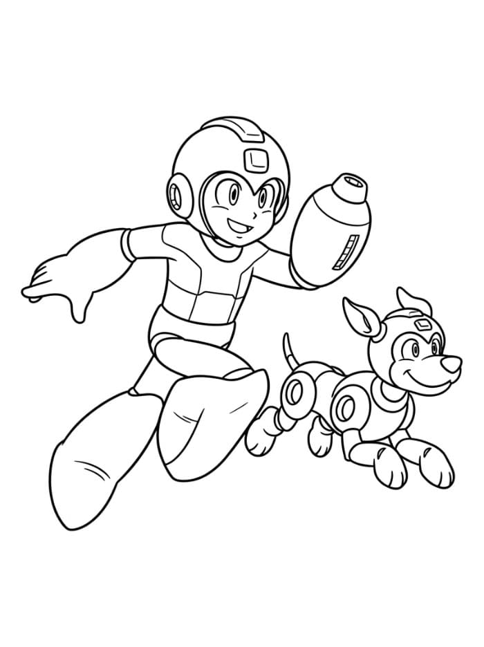 Mega Man e Rush da colorare