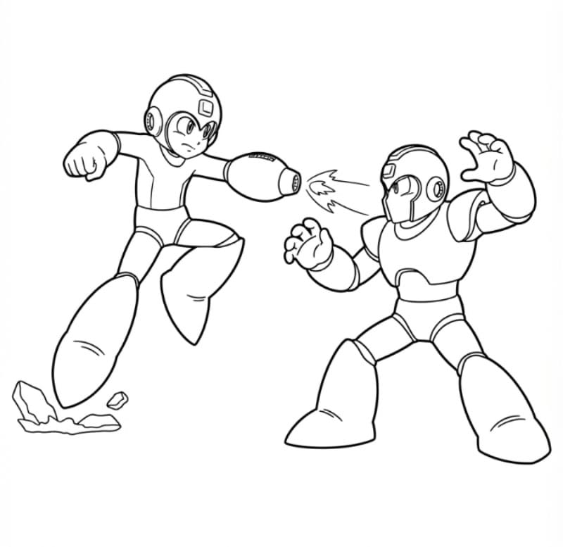 Mega Man in combattimento da colorare