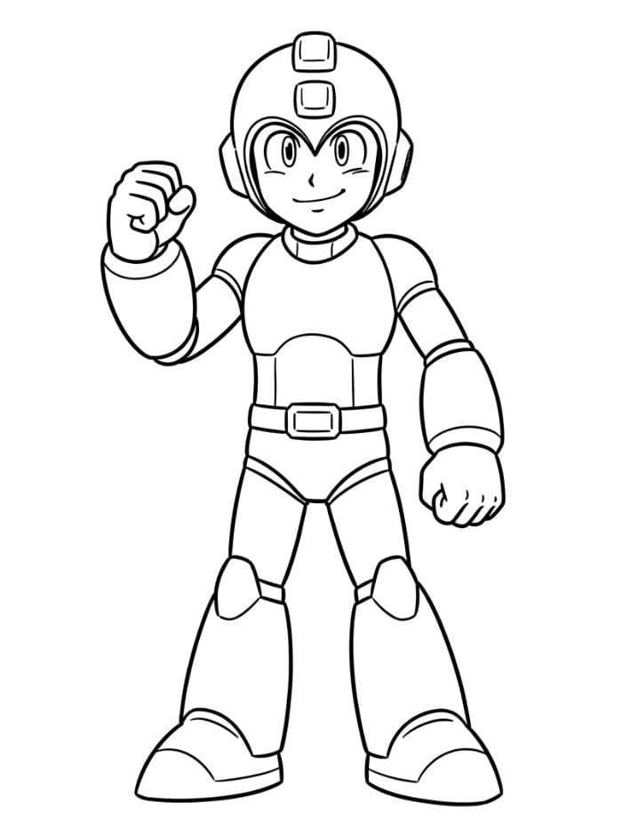 Mega Man in piedi con fierezza da colorare