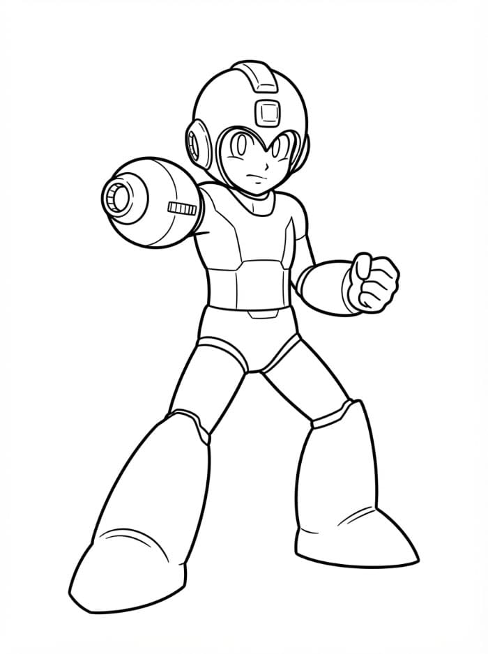 Mega Man in posa da battaglia da colorare