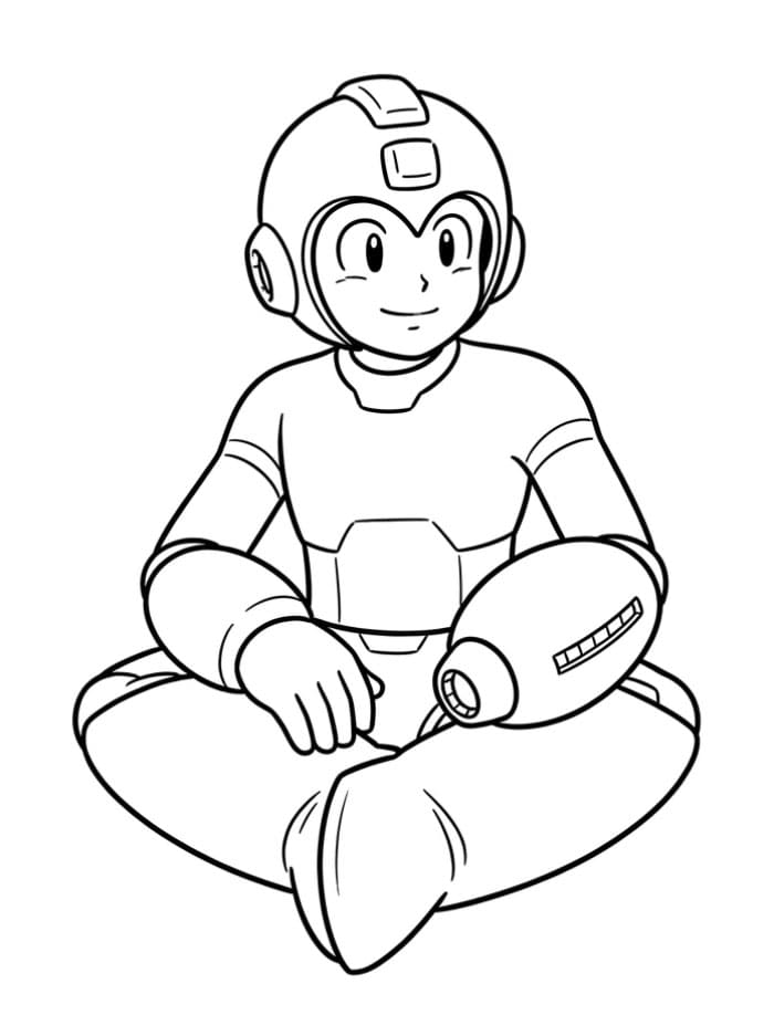 Mega Man seduto da colorare