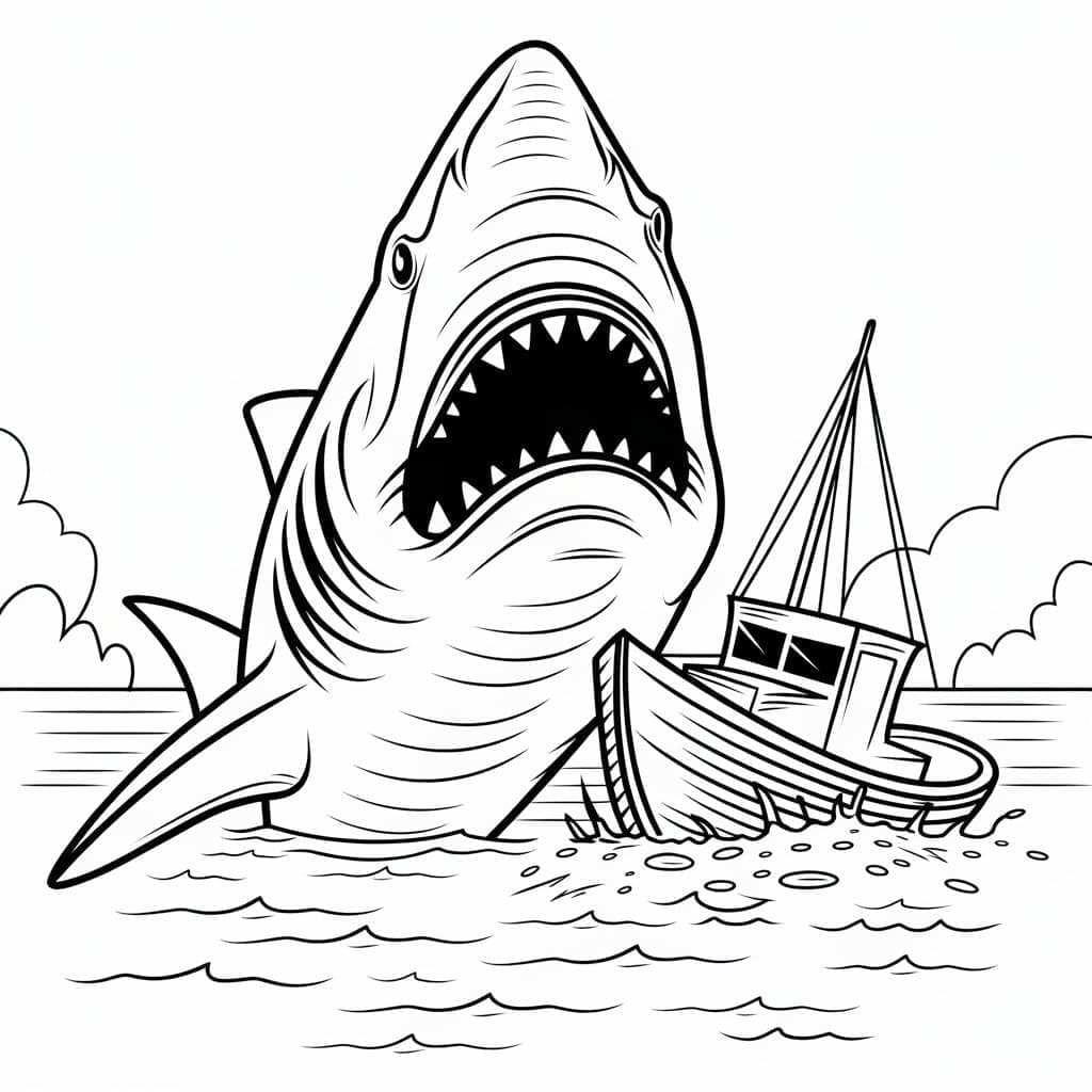 Megalodonte all'attacco da colorare