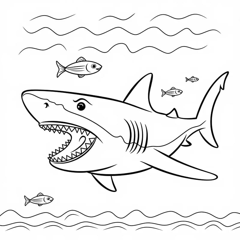 Megalodonte nell'oceano da colorare