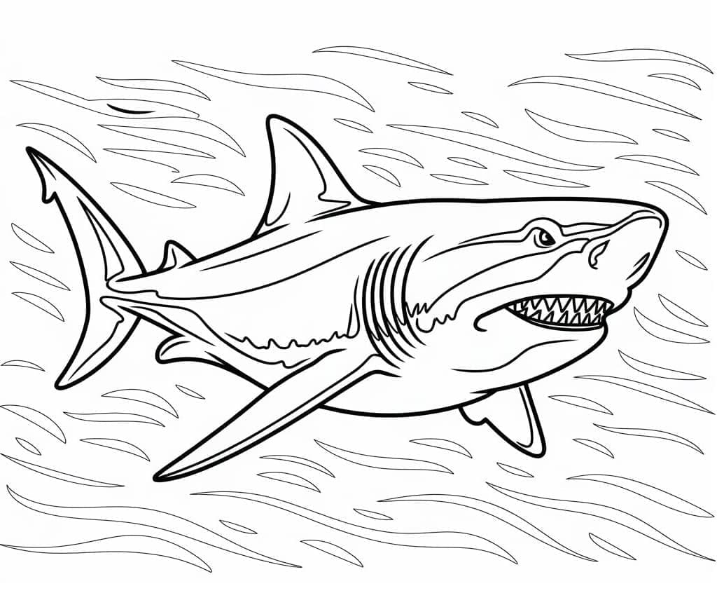 Megalodonte squalo da colorare