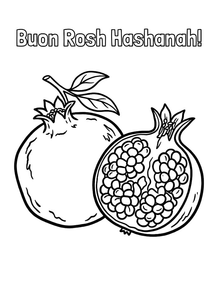 Melograno di Rosh Hashanah da colorare