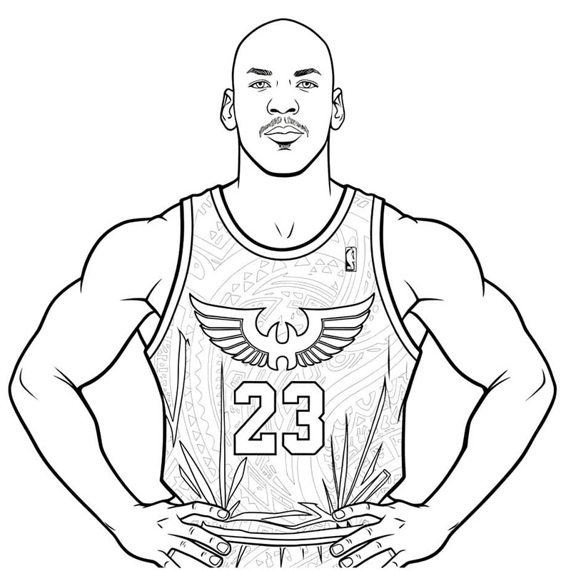 Michael Jordan a torso nudo gratis da colorare