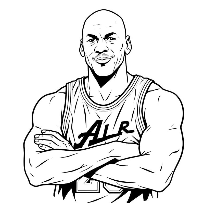 Michael Jordan con le braccia incrociate da colorare