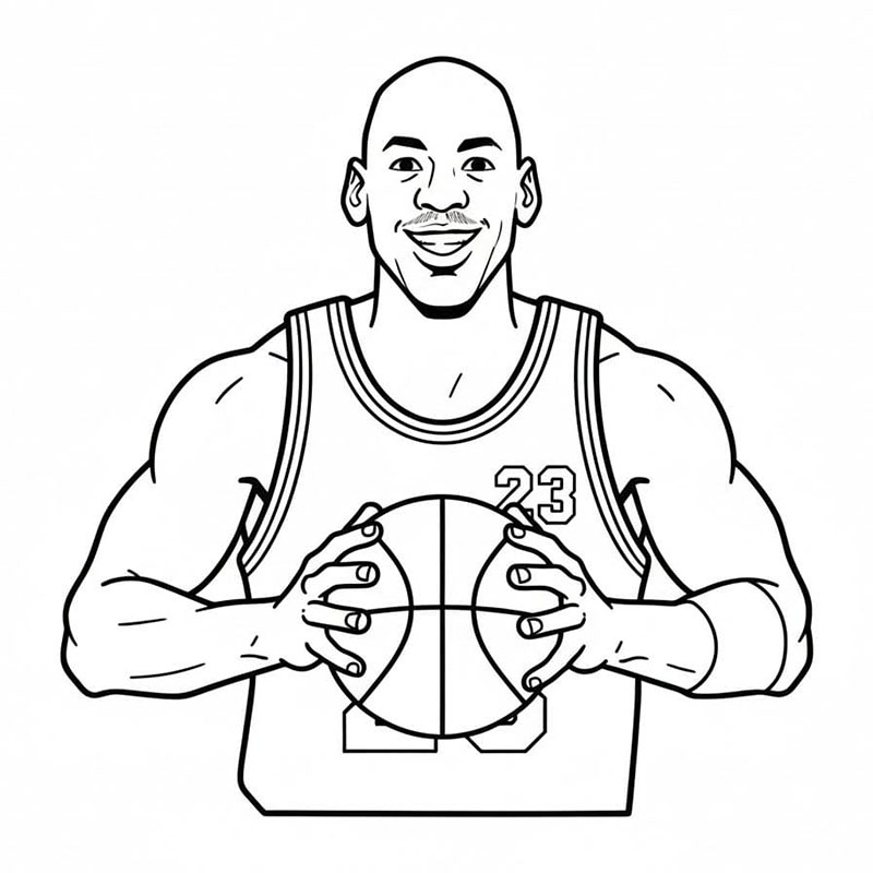 Michael Jordan sorridente da colorare