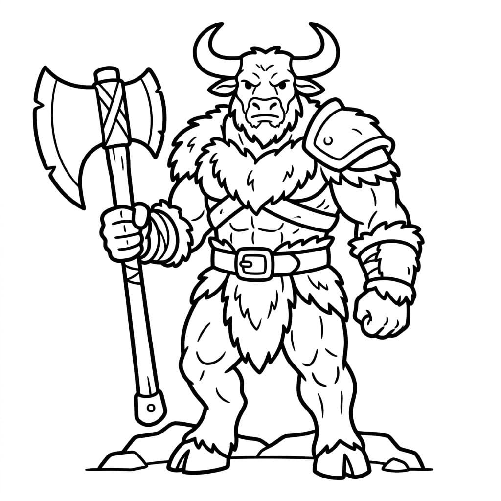 Minotauro Barbaro da colorare