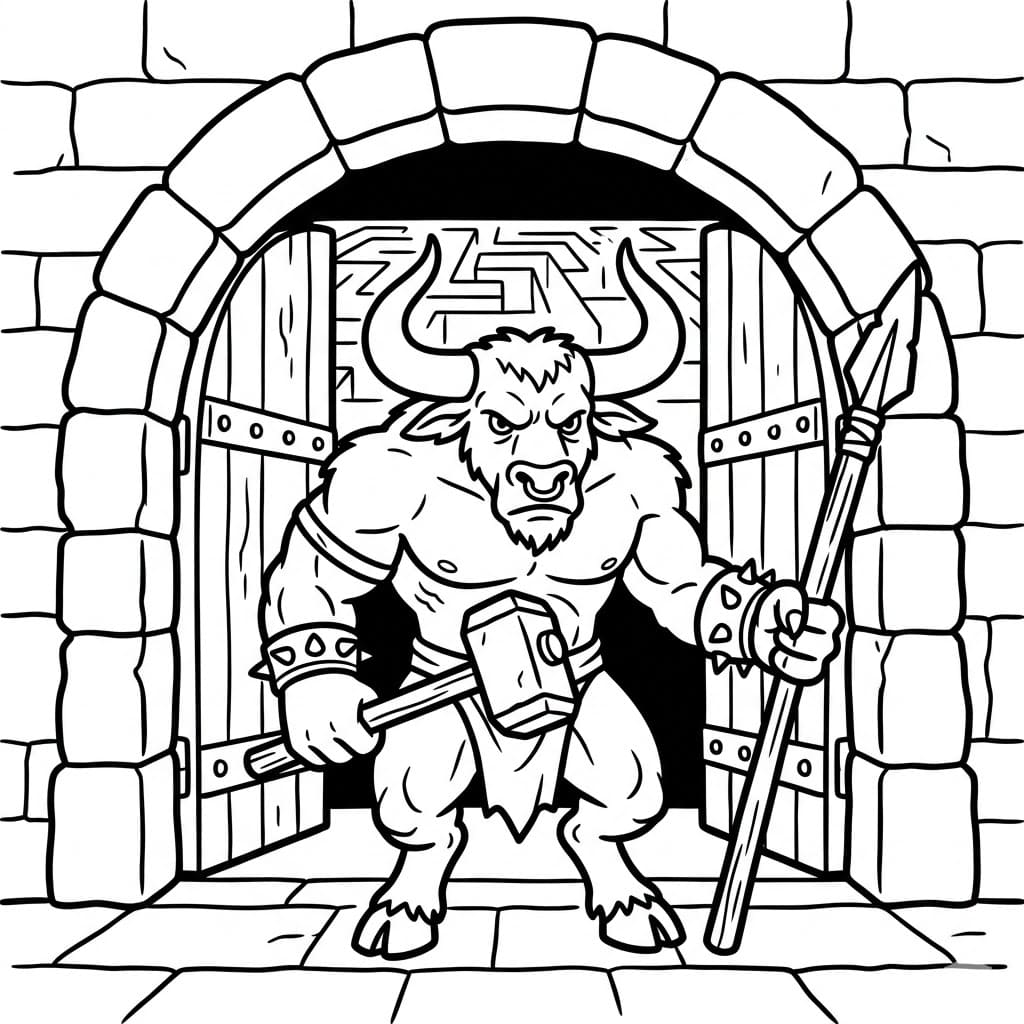 Minotauro Guardiano da colorare