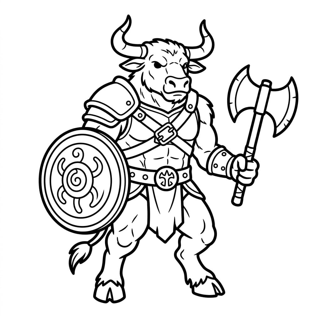 Minotauro Guerriero da colorare