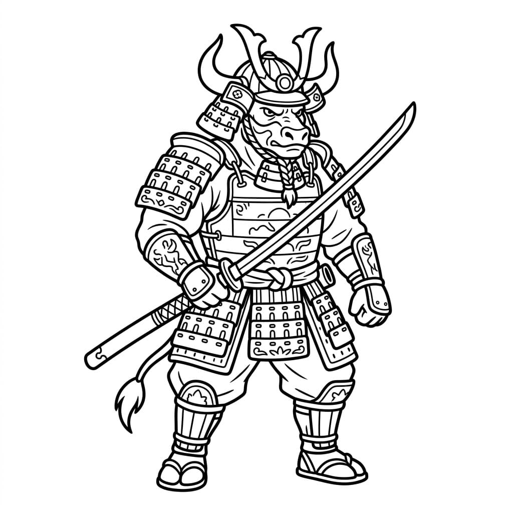 Minotauro Samurai da colorare