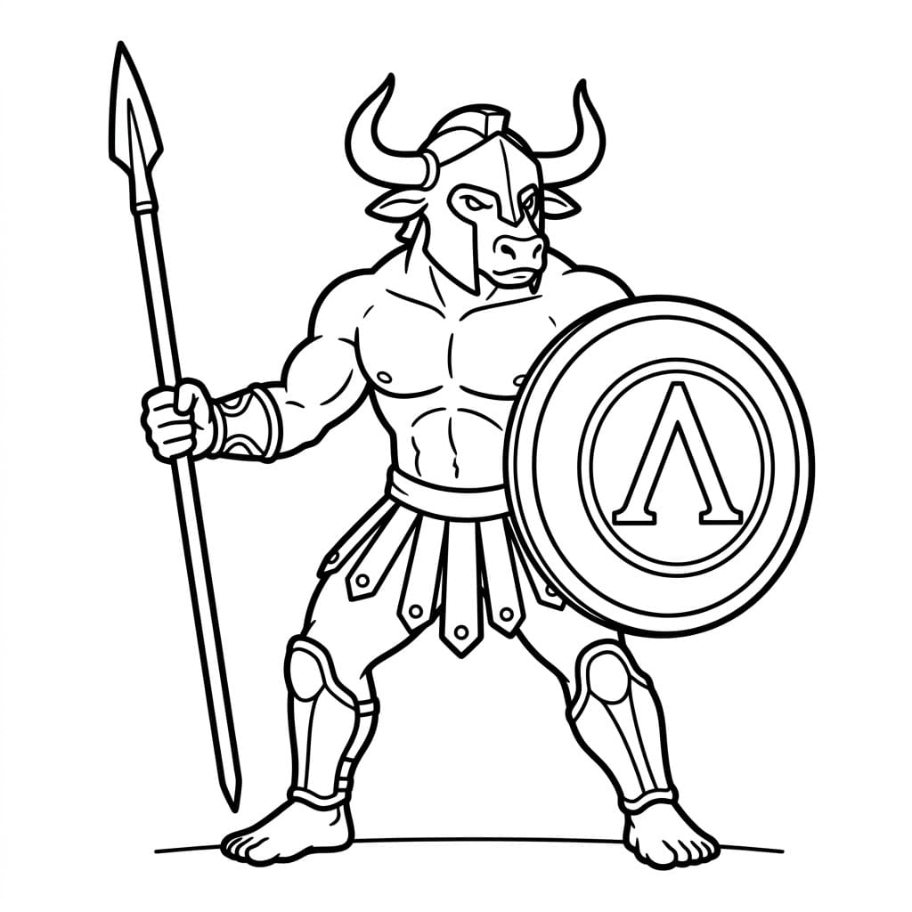 Minotauro Spartano da colorare