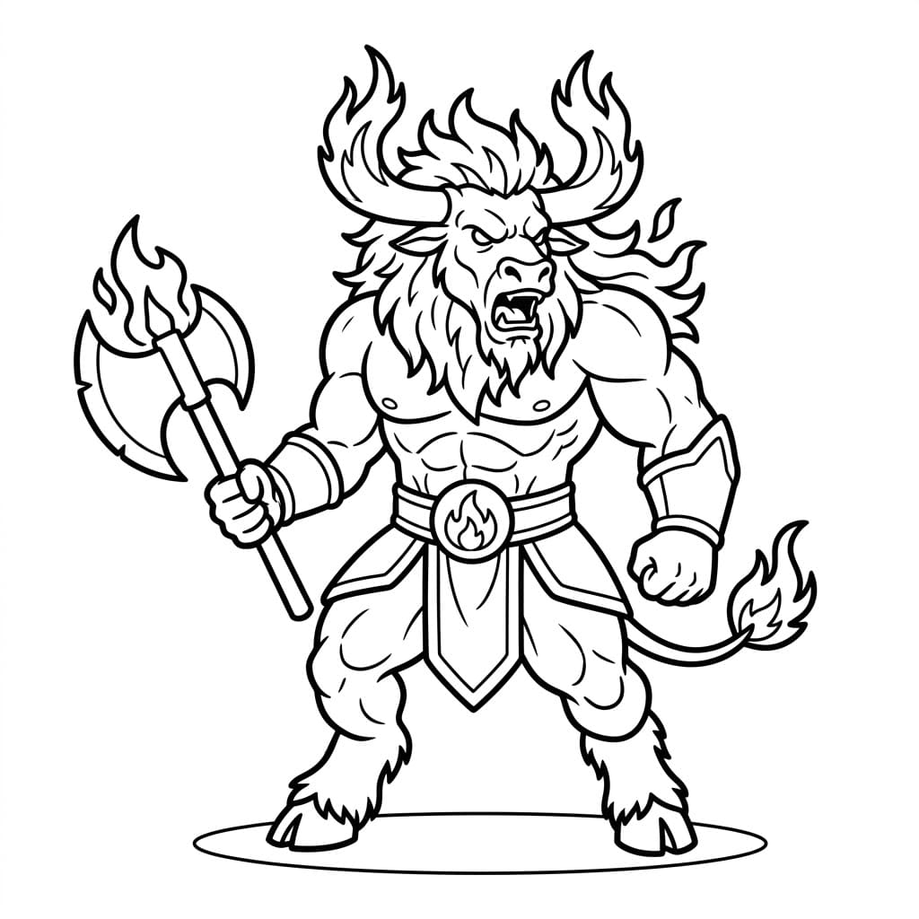 Minotauro di Fuoco da colorare