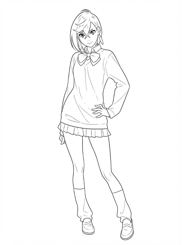 Momo Ayase in piedi da colorare