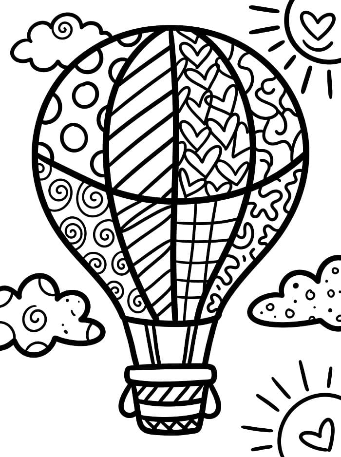 Mongolfiera in stile Romero Britto da colorare